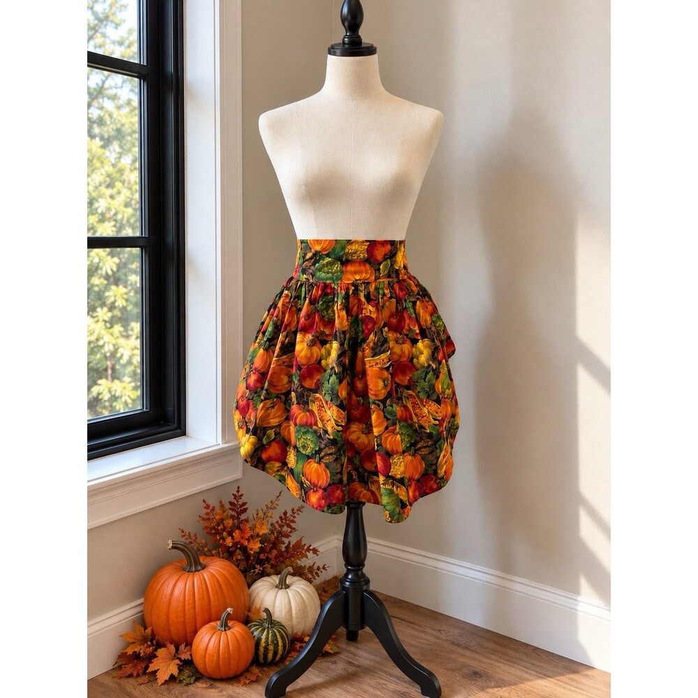 Vintage Homemade Apron Fall Pumpkin Vegetables Cottagecore Farmhouse